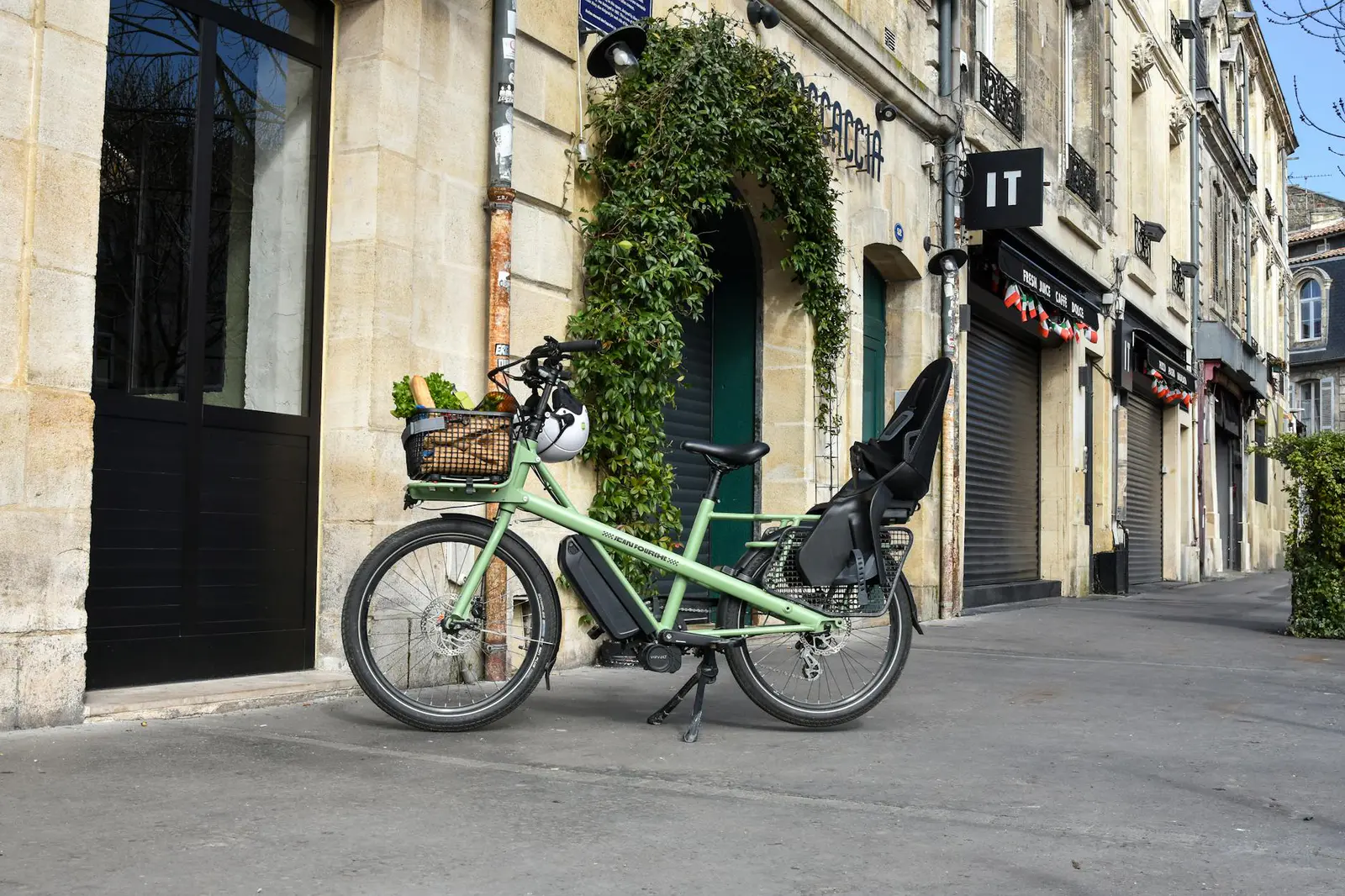 E-bike accessories on a city street