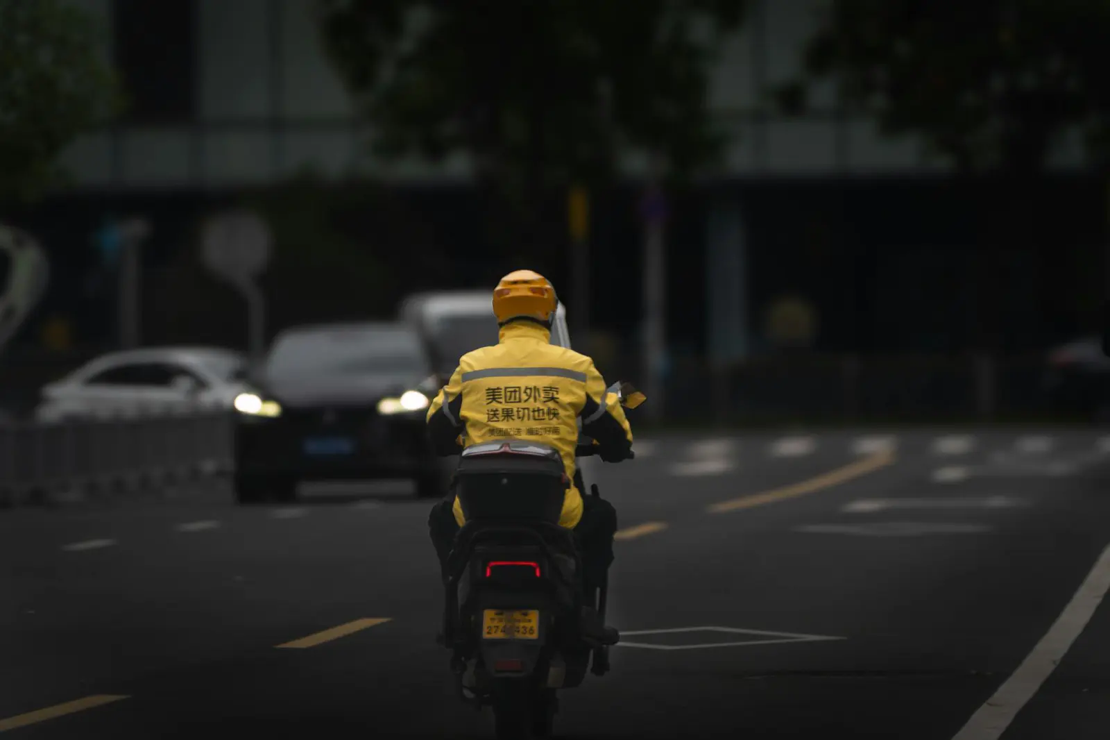 Rider in motion wearing smart helmet